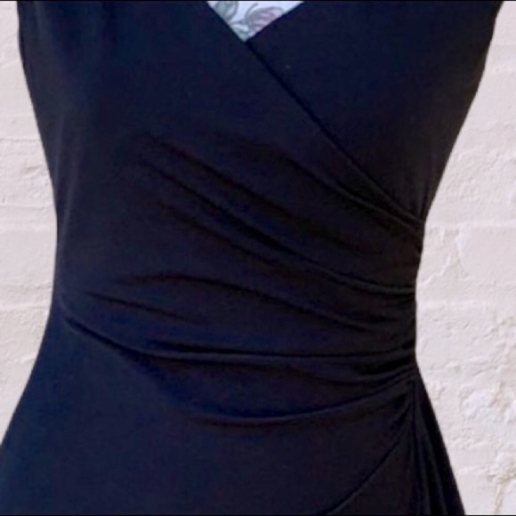 White House Black Market Black Ruching Sleeveless Lined Dress - Picture 4 of 11
